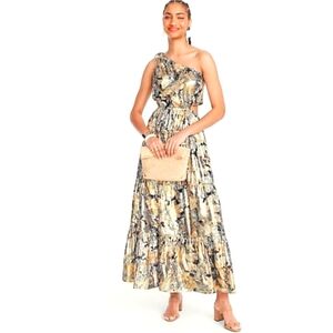 NWOT J.Crew Collection One Shoulder Silk / Lurex Deess